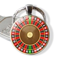 Macro detail of alloy casino roulette keychain featuring red black and green numbers - Roulette Style 6 (JY009111-6)