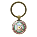 Détail du porte-clés roulette vintage avec dôme en verre et finition en alliage de bronze - Style Bronze 1 (Cuivre-1)