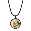 Collana con ciondolo in vetro Krishna e Radha e cordino intrecciato nero - Stile Divinità Con Flauto (JY00620-8)