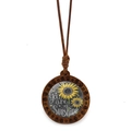 Collier rétro en bois avec pendentif tournesol et texte You are my sunshine - Style Tournesol(JY009112-1)