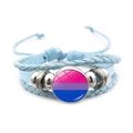 Bracciale intrecciato azzurro con ciondolo in vetro bandiera bisexual pride - Blu-Bandiera del Pride Bisessuale (Blu-2)