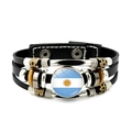 Handgefertigtes Lederarmband im Mehrschicht-Look mit Argentinien-Flagge für Fußballfans - Argentinien