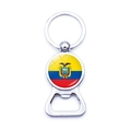 Ecuador flag bottle opener keychain made of polished silver metal for soccer fans - Ecuador