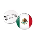 Round metal badge featuring Mexico national flag design for 2024 soccer tournament - Mexico