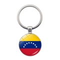 Porte-clés drapeau du Venezuela avec anneau en métal poli et dôme en verre - Venezuela