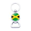 Metal keychain beer bottle opener featuring the Jamaica national flag pattern - Jamaica