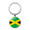 Porte-clés drapeau Jamaïque avec pendentif rond en dôme de verre et anneau argent - Jamaïque