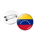 Venezuela flag badge with glossy resin finish and silver metal pin for soccer fans - Venezuela