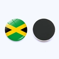Jamaica flag crystal glass refrigerator magnet with 25mm round magnetic backing - Jamaica