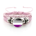 Bracciale in pelle rosa intrecciata con bandiera asessuale e perline metalliche per coppie - Rosa-Bandiera del Pride Asessuale (Rosa-5)