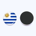 Uruguay flag crystal glass refrigerator magnet with 25mm round soft magnetic backing - Uruguay