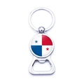 Panama flag metal keychain beer bottle opener made of zinc alloy with glass dome finish - Panama