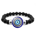 Bracelet élastique minimaliste orné d'un charme classique d'amulette turque Evil Eye - Style d'Œil Bleu Simple Vintage (JY009121-7)
