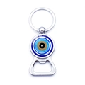 Détail du décapsuleur Evil Eye en métal avec amulette bleue et finition polie - Style Concentrique Bleu Clair (JY009124-9)