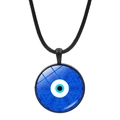 Macro detail of Turkish evil eye pendant with blue mandala pattern on black cord - Blue Mandala Texture (JY009123-6)