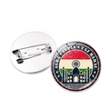 Metal souvenir brooch featuring India Taj Mahal and flag design with a back pin clasp - Silver India