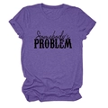 Détail de l'imprimé Somebody's Problem sur un T-shirt en coton mélangé violet chiné - Violet (Police Noire)