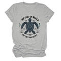 Détail de l'imprimé tortue du Golfe du Mexique sur un t-shirt gris à manches courtes - S / Gris clair