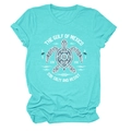 Détail de l'imprimé tortue du Golfe du Mexique sur T-shirt en coton bleu ciel - S / Bleu Eau Profonde