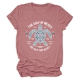 Détail de l'imprimé tortue et du texte Gulf of Mexico sur le t-shirt rose poudré - S / Or rose