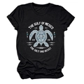 Détail de l'imprimé tortue du golfe du Mexique sur t-shirt noir à col rond et manches courtes - S / Noir