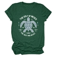 Détail d'un t-shirt vert foncé avec imprimé tortue de mer et texte The Gulf of Mexico - S / Vert Vintage