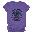 Détail d'un t-shirt violet avec imprimé tortue tribal et inscription The Gulf of Mexico - S / Violet (Texte Noir)