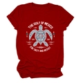 Détail de l'imprimé tortue du Golfe du Mexique sur t-shirt col rond rouge foncé - S / Rouge