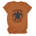 Détail de l'imprimé tortue du Golfe du Mexique sur un t-shirt en coton rouille chiné - S / Orange Brûlé (Police Noire)