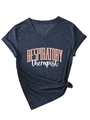 Détail d'un t-shirt gris foncé à col en V avec imprimé Respiratory Therapist - S / Bleu Marine (Imprimé Blanc)