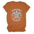 Détail du graphique tortue et texte The Gulf of Mexico sur T-shirt en coton orange brûlé - S / Orange Brûlé