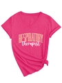 Détail du t-shirt Respiratory Therapist à col en V rose avec nœud à l'ourlet stylé - S / Rouge Rose (Imprimé Blanc)