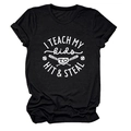 Detail of black cotton T-shirt featuring white baseball graphic and themed typography - Black (White Font)