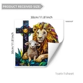 Adesivo per vetri 30cm leone e agnello stile vetro colorato per decorazione domestica - Leone e Agnello (D15039)