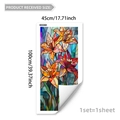 Afmetingen van de decoratieve raamfolie met leliebloemen in glas-in-lood, 45x100 cm - Kleurrijke Lelie Stijl (D20280)