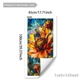 Statische raamfolie in glas-in-lood stijl met bij en bloemen decor 45x100cm - Zonnebloem & Bij Stijl (D20281)
