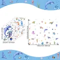 Stickers muraux vie marine mignons avec dauphins et tortues pour décoration maison - Ensemble de 9 feuilles de vie marine (MG16004)