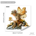 Fairy and mushroom static window sticker, floral decoration for living room, 30x30cm size - 30x30cm / Dreamy Fairy Style (DJ6109-ZY)