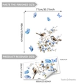 Stickers muraux fleurs oiseaux et papillons bleus pour décor de salon 2 feuilles - Style Fleurs Oiseaux Papillons Bleus (M12067--30*60cm*2pcs)
