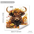 Vinilo estático para ventana de vaca escocesa 30x30cm con corona de girasoles - Estilo de Girasol de Vaca de las Tierras Altas (30*30cm)