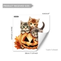 Detail view of 30x30cm cat and pumpkin window sticker showing material thickness and size - Cat Pumpkin Style (D16558) / 30cm x 30cm