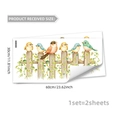 Cartoon vogels en hek goudfolie muurstickers set met levendig aquarel natuurontwerp - 30*60cm*2 Vellen / Cartoon Vogels en Hek Stijl (MA11001)