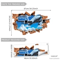 3D vliegtuig lucht muurstickers set 87x54,3cm voor de woonkamer wanddecoratie - Vliegtuig Door De Muur 3D Visuele Stijl (BM6147-30*90cm*2pcs)