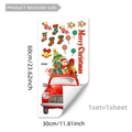 Detail showing 30x60cm Christmas wall sticker sheet with snowman and gift car patterns - Red Car Carrying Christmas Tree (M20157) / 30x60cm