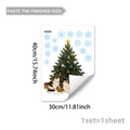 Christmas wall decal with decorated tree and cute cats with lights, 40x30cm sheet size - Cats with Christmas Tree and Snowflakes (M20182)