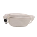 Off-white nylon fanny pack for women with crossbody strap and grid texture - White