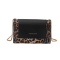 Borsa a tracolla alla moda con stampa leopardata, catena dorata e inserto nero - Marrone