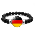 Bracelet à perles drapeau allemand avec perles d'agate noire et accents en métal - Style Allemagne