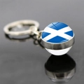 Scotland flag glass cabochon keychain with silver metal ring for football fans - Scotland