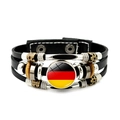 Meerlagige Duitsland vlag lederen armband met vintage kralen en drukknopen - Duitsland Stijl